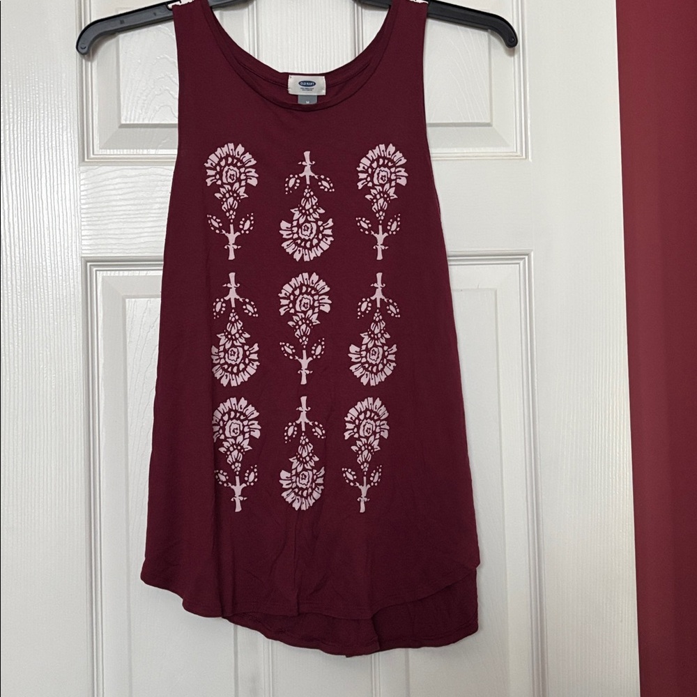 Old Navy Deep Red/ Maroon and white tank top size medium